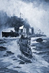 El submarino alemán U 18 se rinde después de ser embestido, 1914